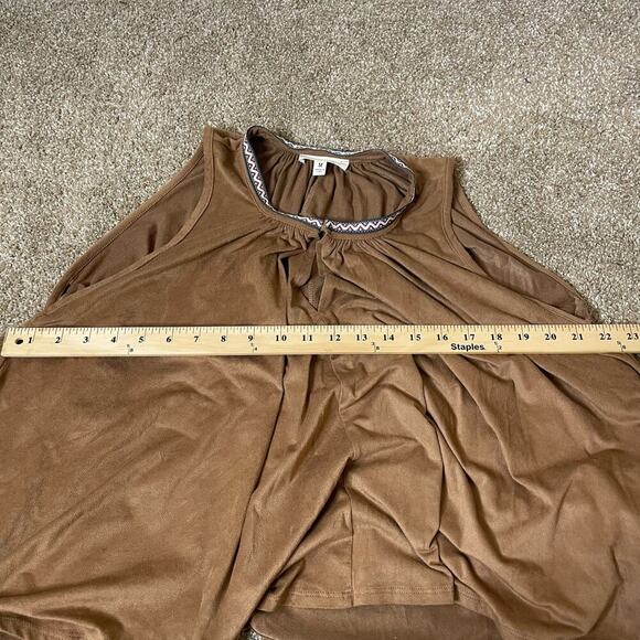 Freeway top faux suede sleeveless Boho Indian Western blouse embroidered SZ  M - Picture 6 of 9